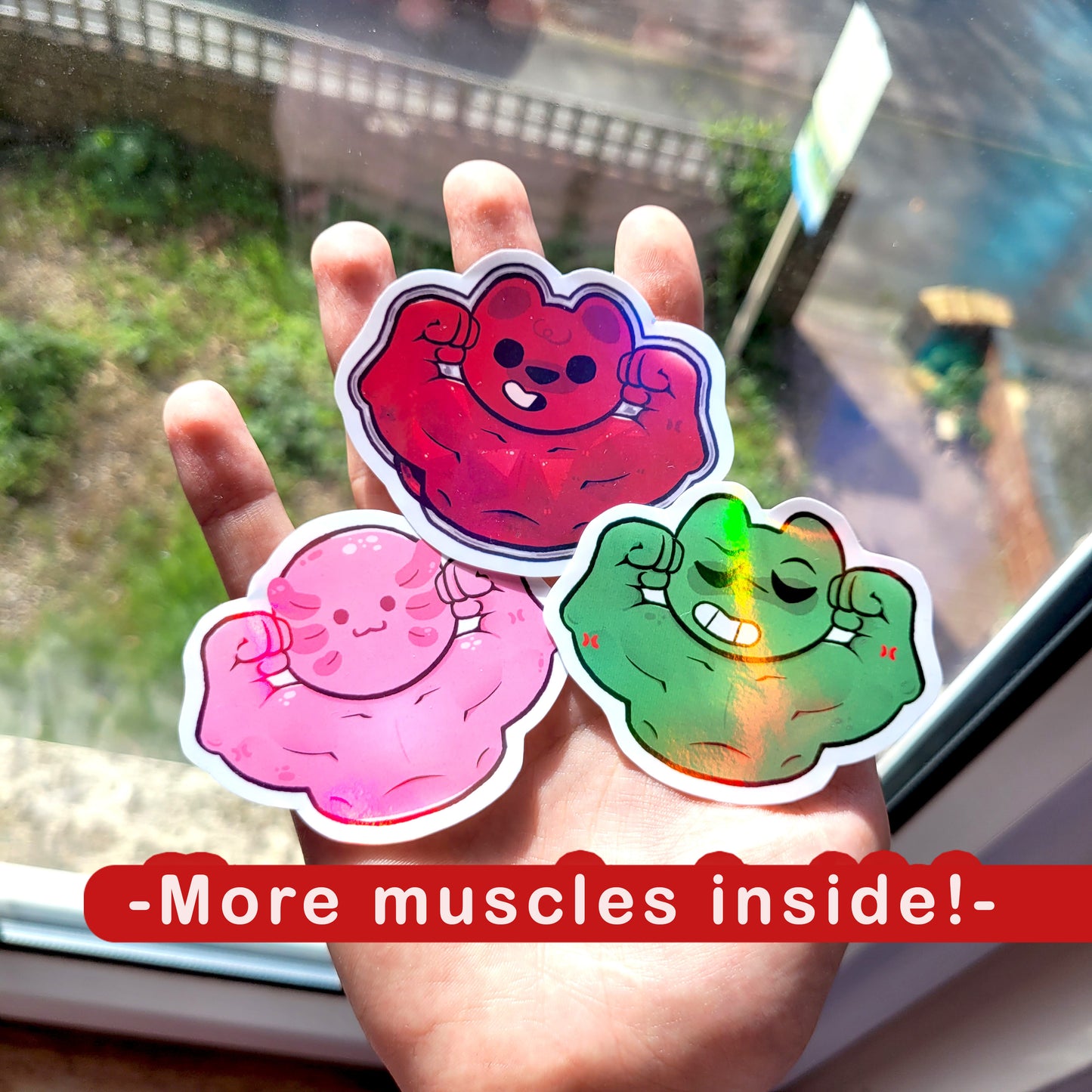 Mini Muscle Stickers! / Holographic /  Silly Strong Animal Stickers for Scrapbooking, Bullet Journal, Diary