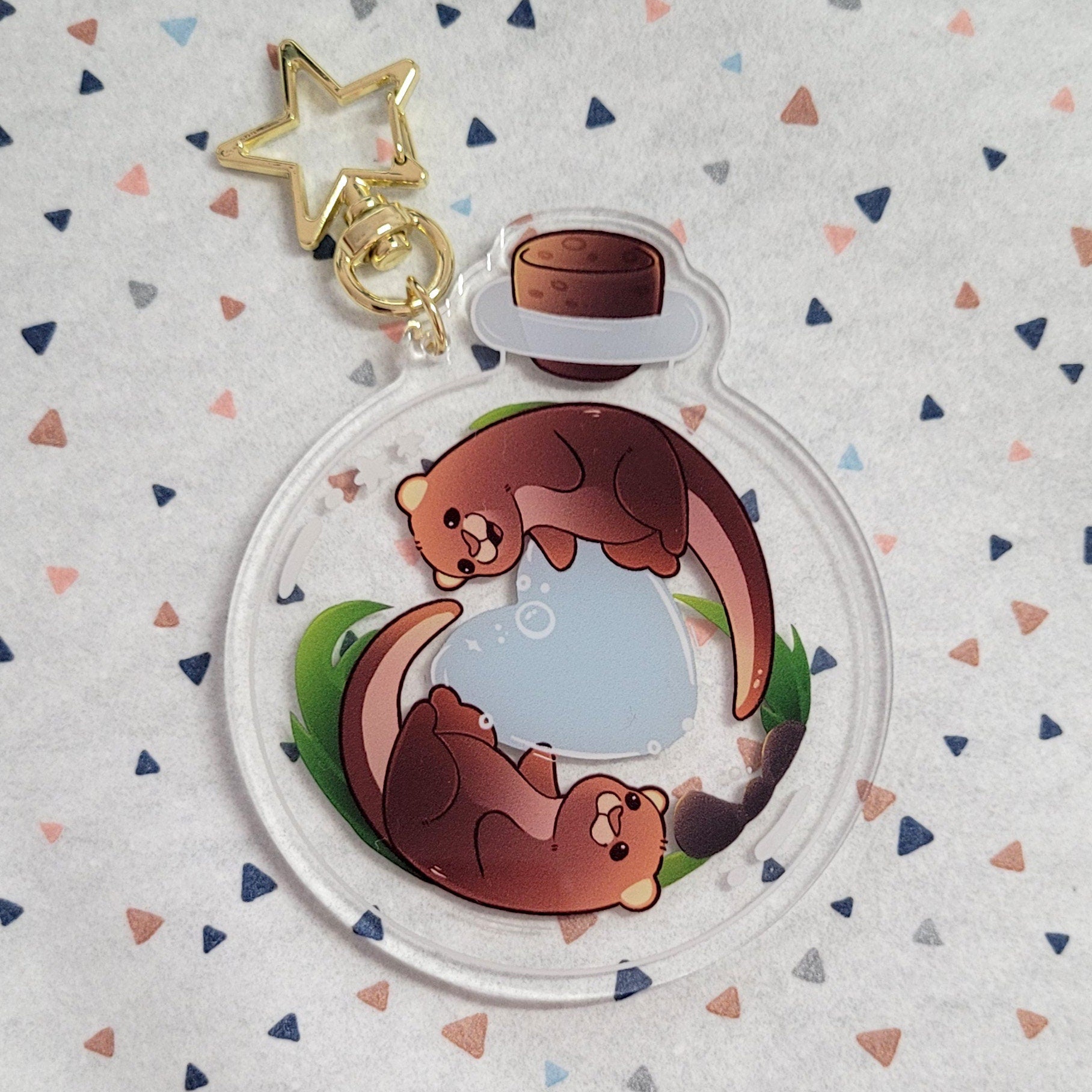 Adorable Otter Acrylic Charm! Kawaii Animal Keycharm, Keychain Gift for Otter lovers