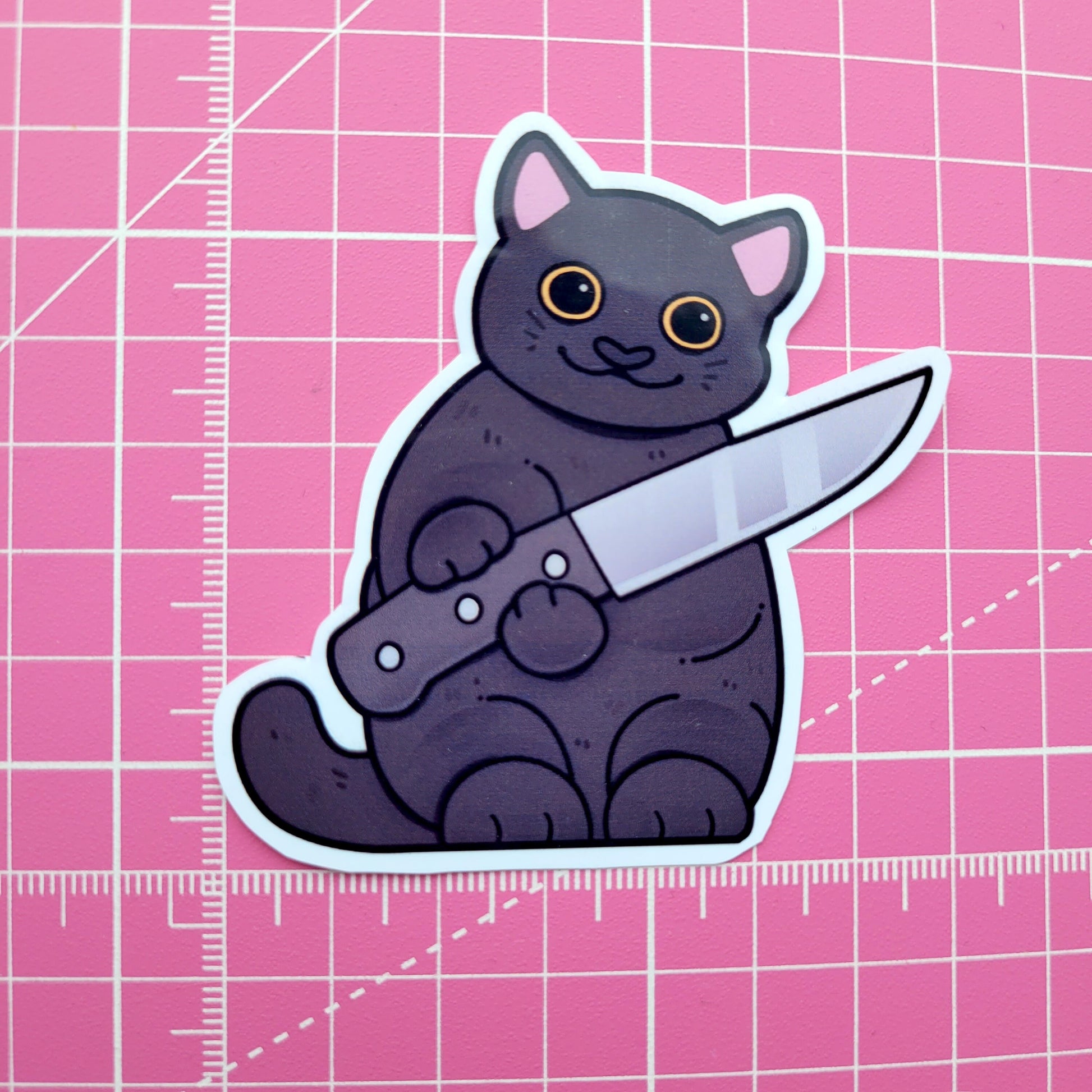 Cat With Knife Sticker! / Waterproof / Murder Cat Vinyl stickers for Scrapbooking, Bullet Journal, Diary