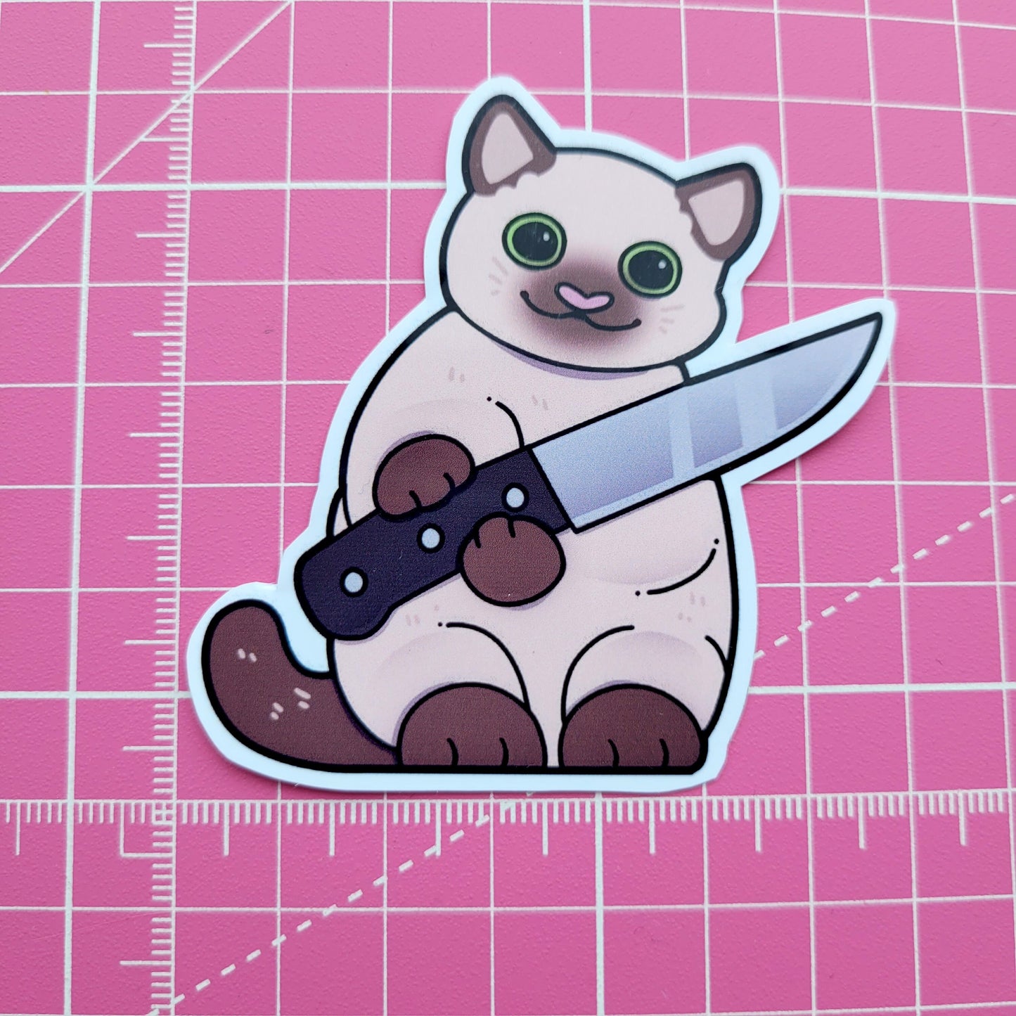 Cat With Knife Sticker! / Waterproof / Murder Cat Vinyl stickers for Scrapbooking, Bullet Journal, Diary