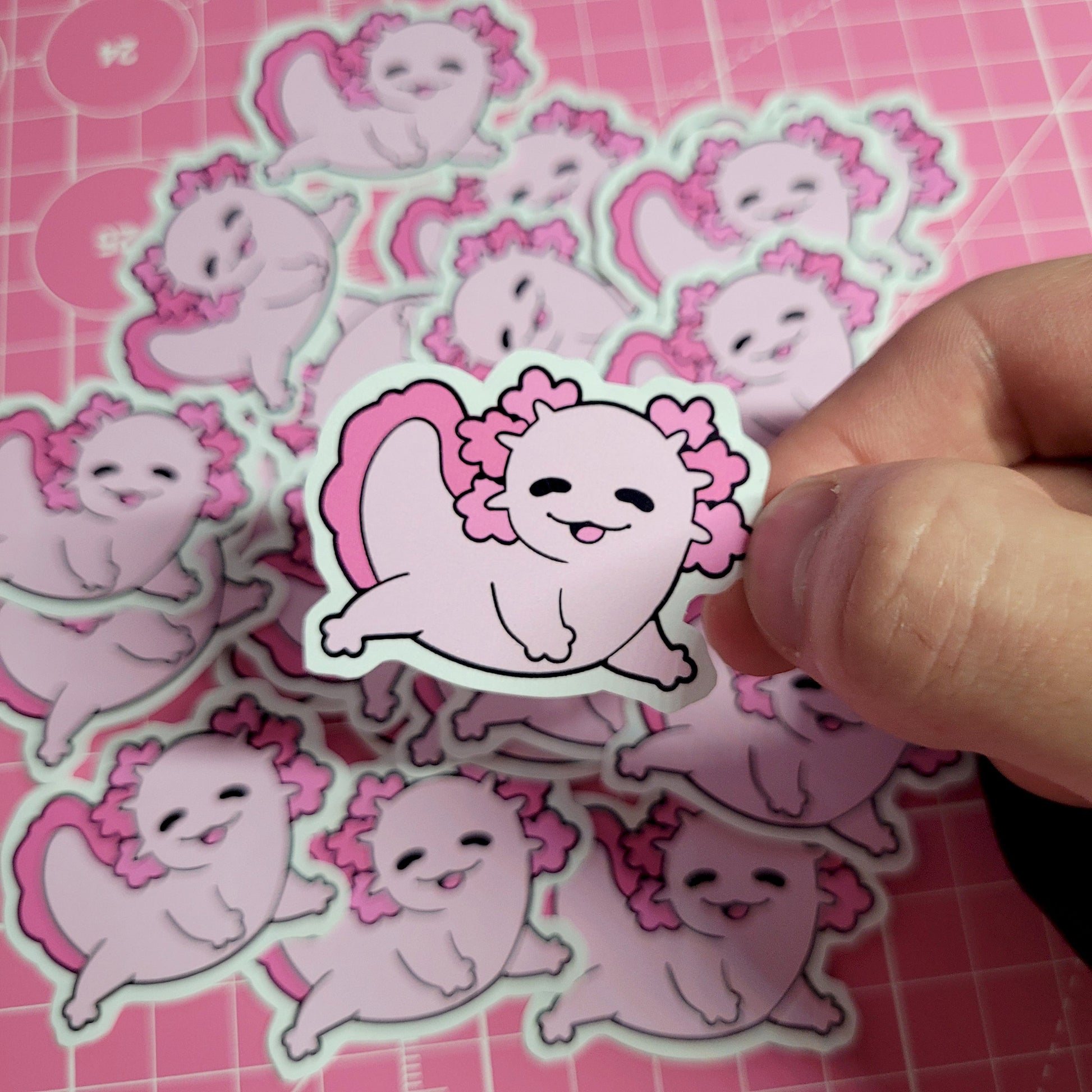 Happy Axolotl Sticker! 1pcs / Waterproof / Adorable Aesthetic Vinyl stickers for Scrapbooking, Bullet Journal, Diary