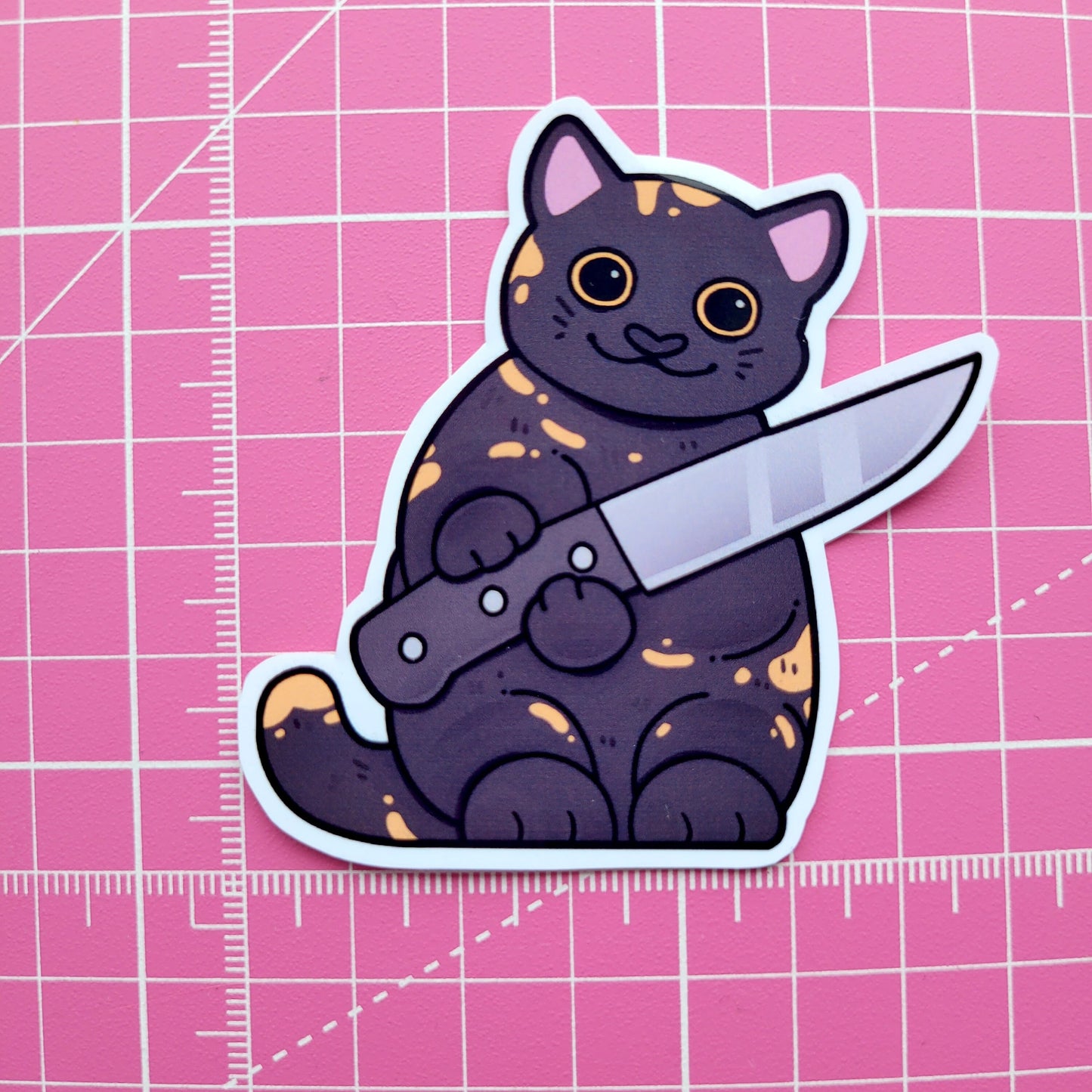 Cat With Knife Sticker! / Waterproof / Murder Cat Vinyl stickers for Scrapbooking, Bullet Journal, Diary