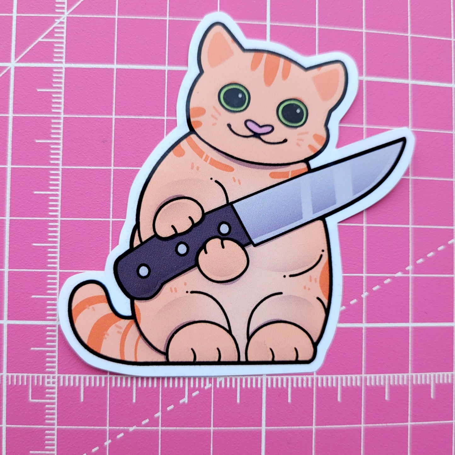 Cat With Knife Sticker! / Waterproof / Murder Cat Vinyl stickers for Scrapbooking, Bullet Journal, Diary