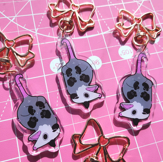 Double-sided Screaming Opossum Acrylic Charm! Possum Marsupial Keycharm, Keychain Gift for Possum lovers