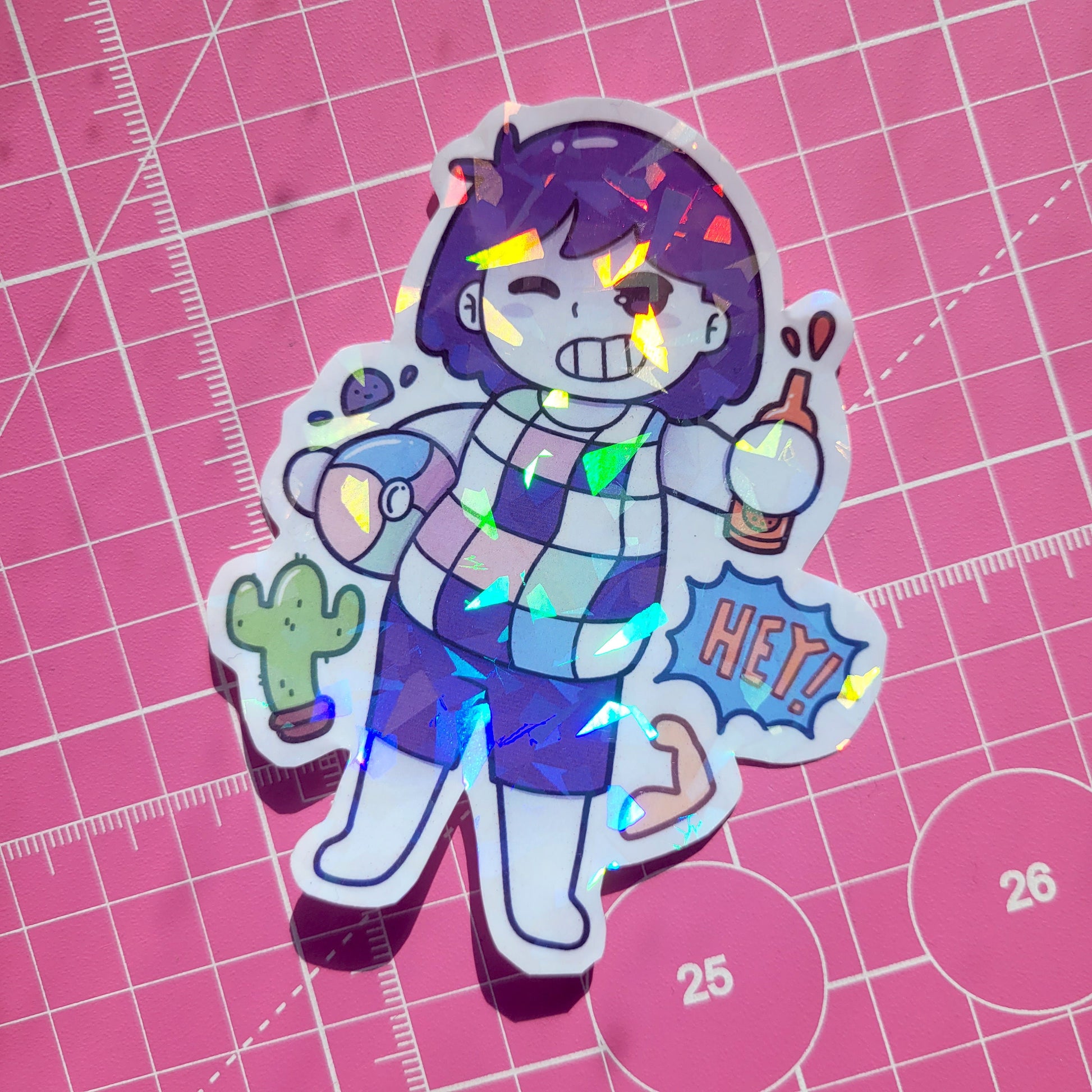 Holographic Omori Unoffical Sticker! 1pcs / Waterproof / Adorable Omori sunny sticker for Scrapbooking, Bullet Journal, Diary