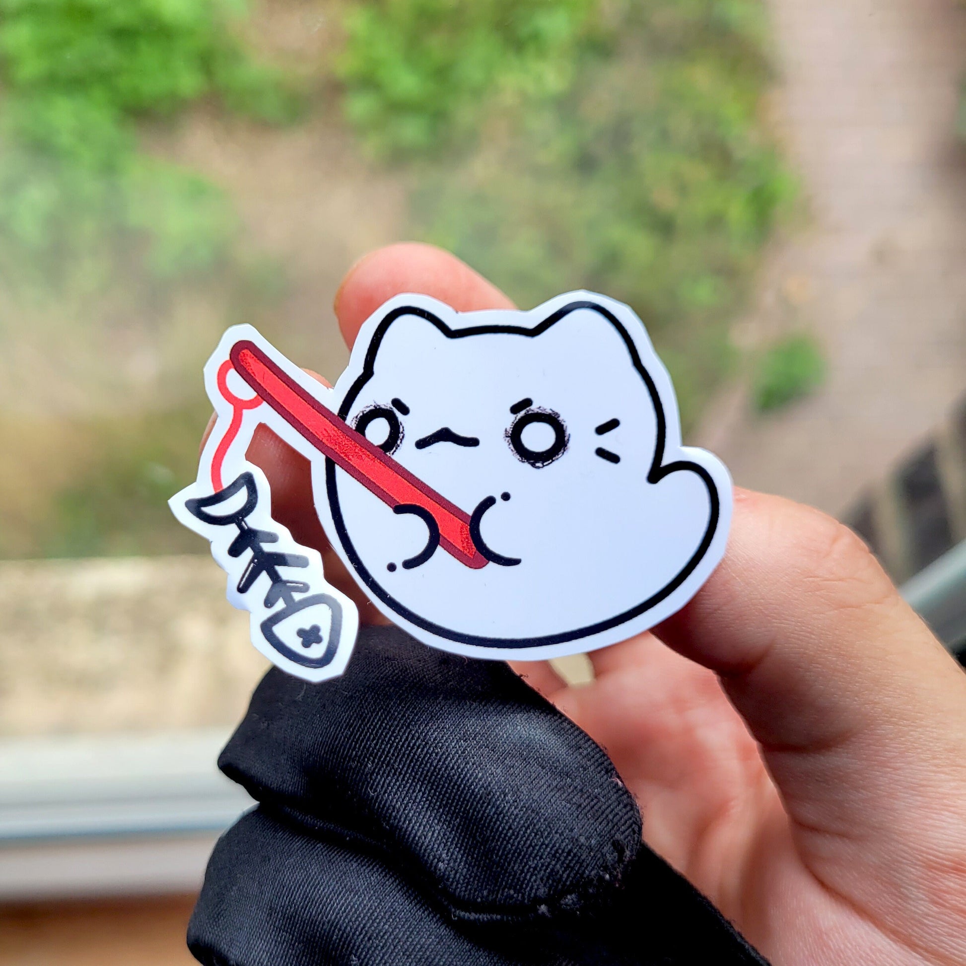 Ghost cat fishing Sticker! 1pcs / Waterproof / Spooky Halloween Vinyl stickers for Scrapbooking, Bullet Journal, Diary