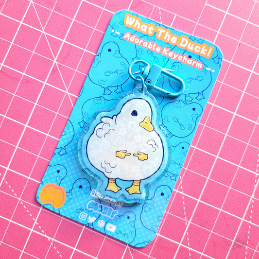 Holographic Shy Duck Acrylic Charm! UwU Ducky Keycharm, Keychain Gift for Duck Lovers