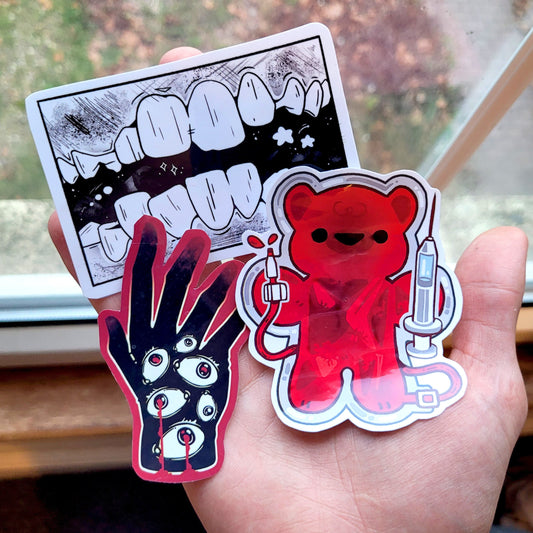 Gore Eyeball Teeth Stickers ! / Waterproof / Horror Vinyl Sticker for Scrapbooking, Bullet Journal, Diary