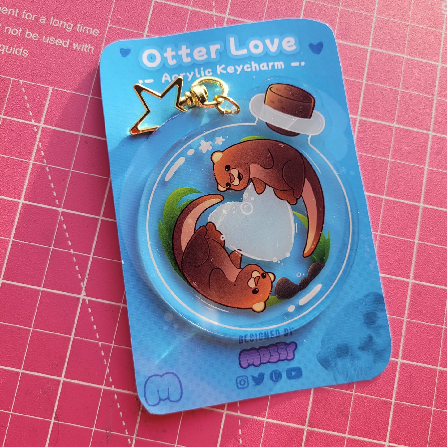 Adorable Otter Acrylic Charm! Kawaii Animal Keycharm, Keychain Gift for Otter lovers