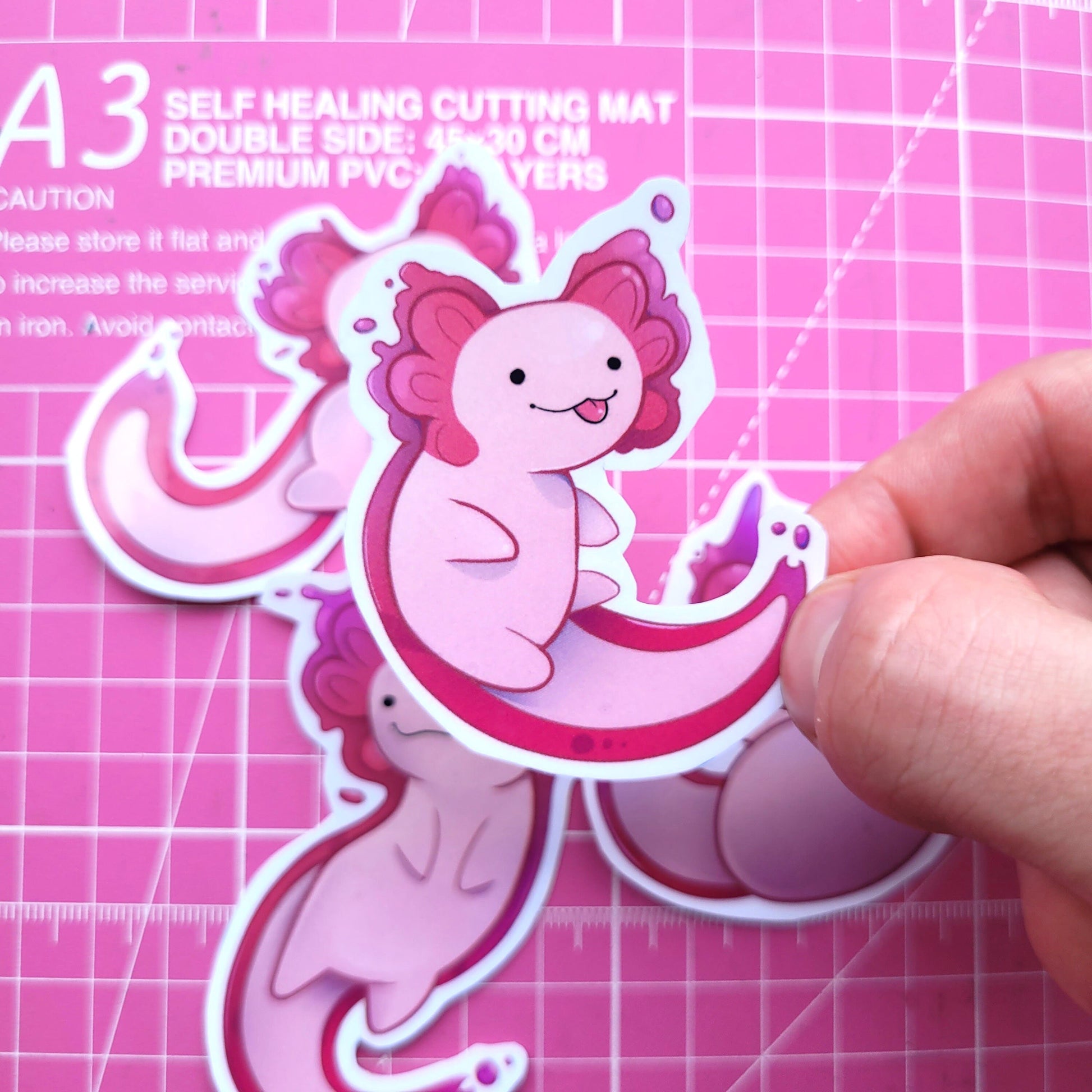 Adorable Axolotl Stickers! 4pcs / Waterproof / Adorable Aesthetic Vinyl stickers for Scrapbooking, Bullet Journal, Diary