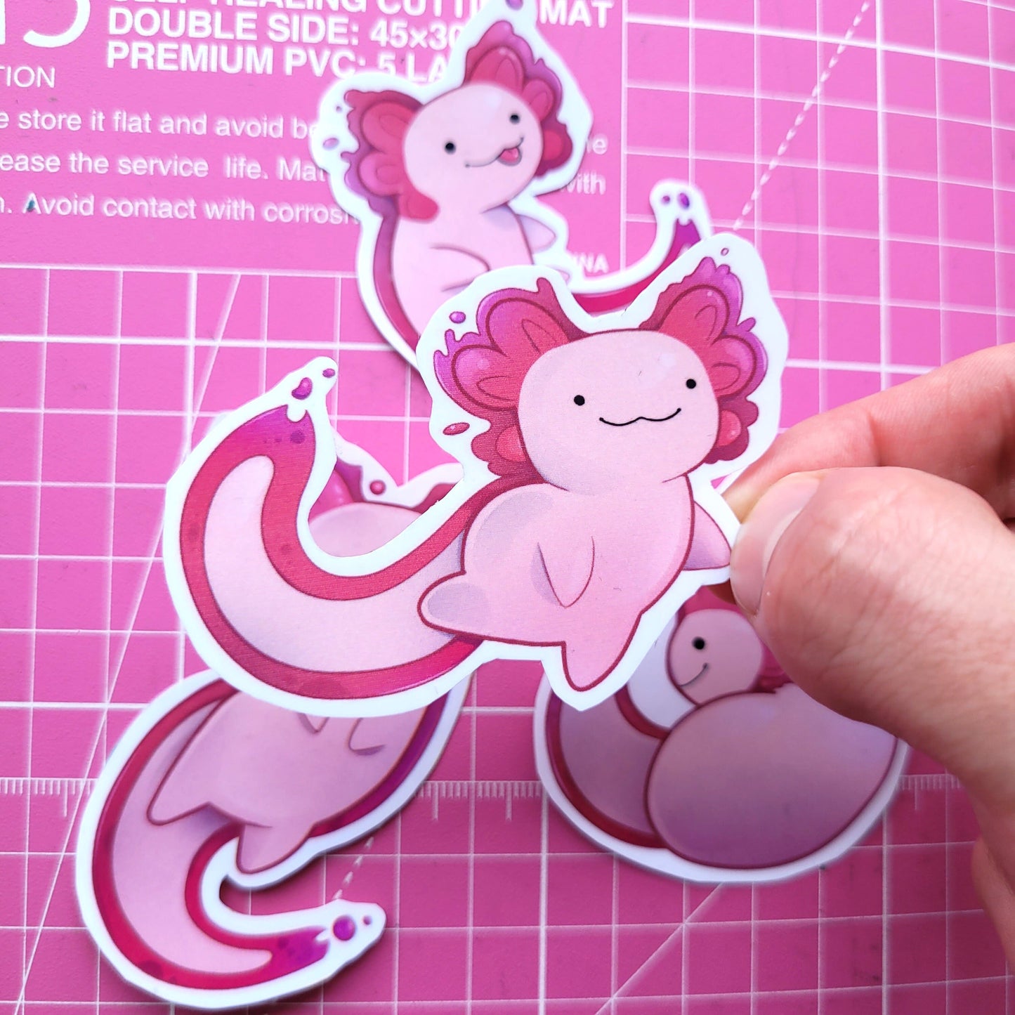 Adorable Axolotl Stickers! 4pcs / Waterproof / Adorable Aesthetic Vinyl stickers for Scrapbooking, Bullet Journal, Diary