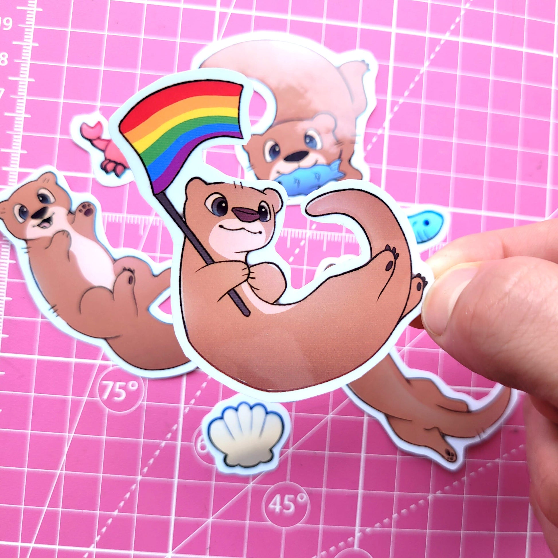 Adorable Otter Stickers! 7pcs / Waterproof / Adorable Aesthetic Vinyl stickers for Scrapbooking, Bullet Journal, Diary