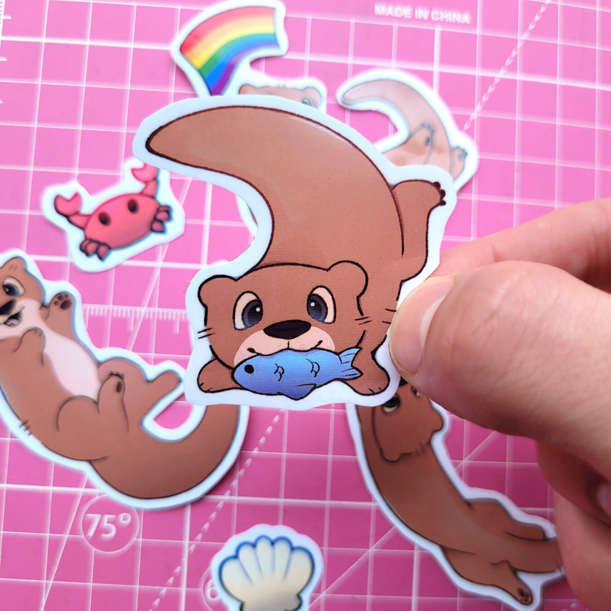 Adorable Otter Stickers! 7pcs / Waterproof / Adorable Aesthetic Vinyl stickers for Scrapbooking, Bullet Journal, Diary