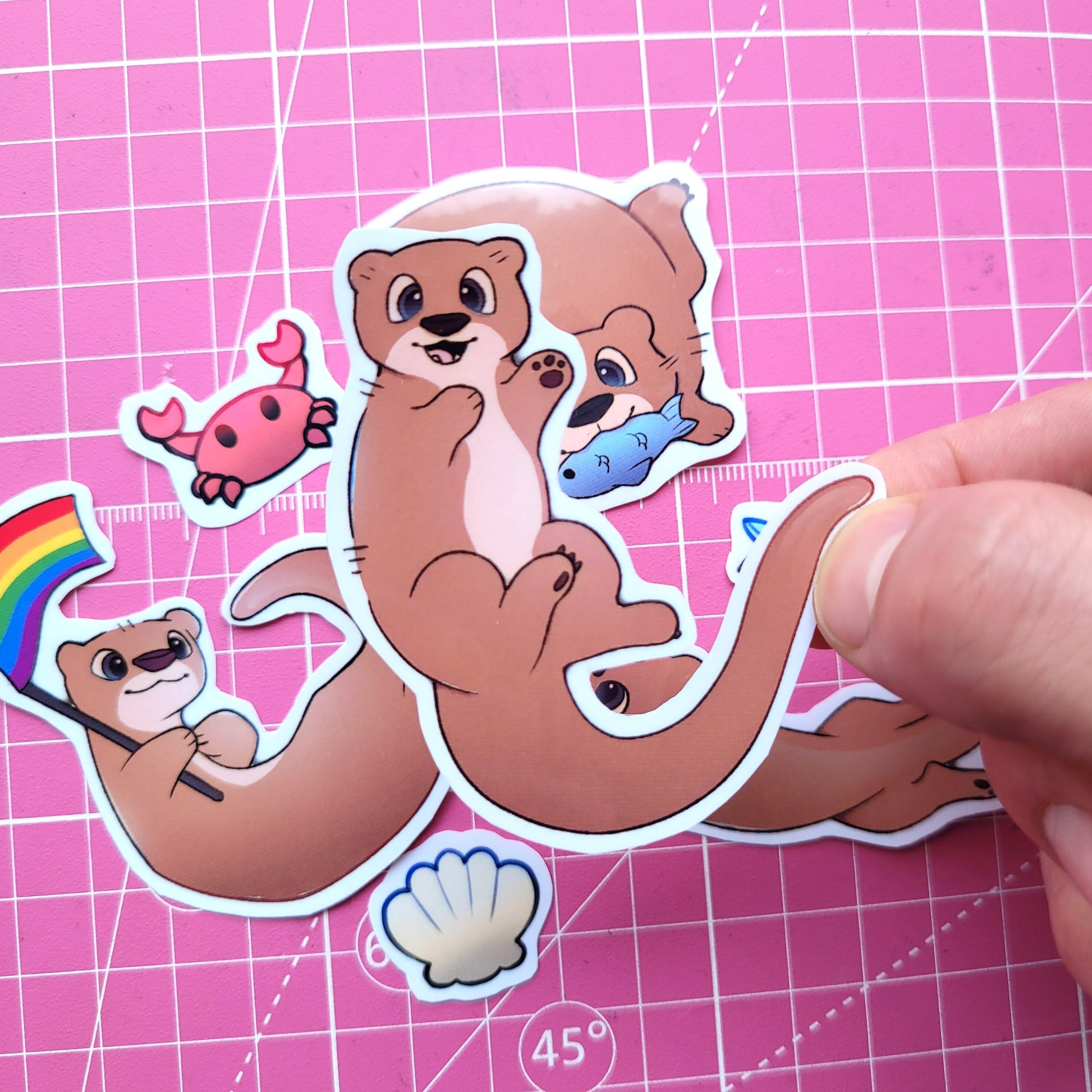 Adorable Otter Stickers! 7pcs / Waterproof / Adorable Aesthetic Vinyl stickers for Scrapbooking, Bullet Journal, Diary