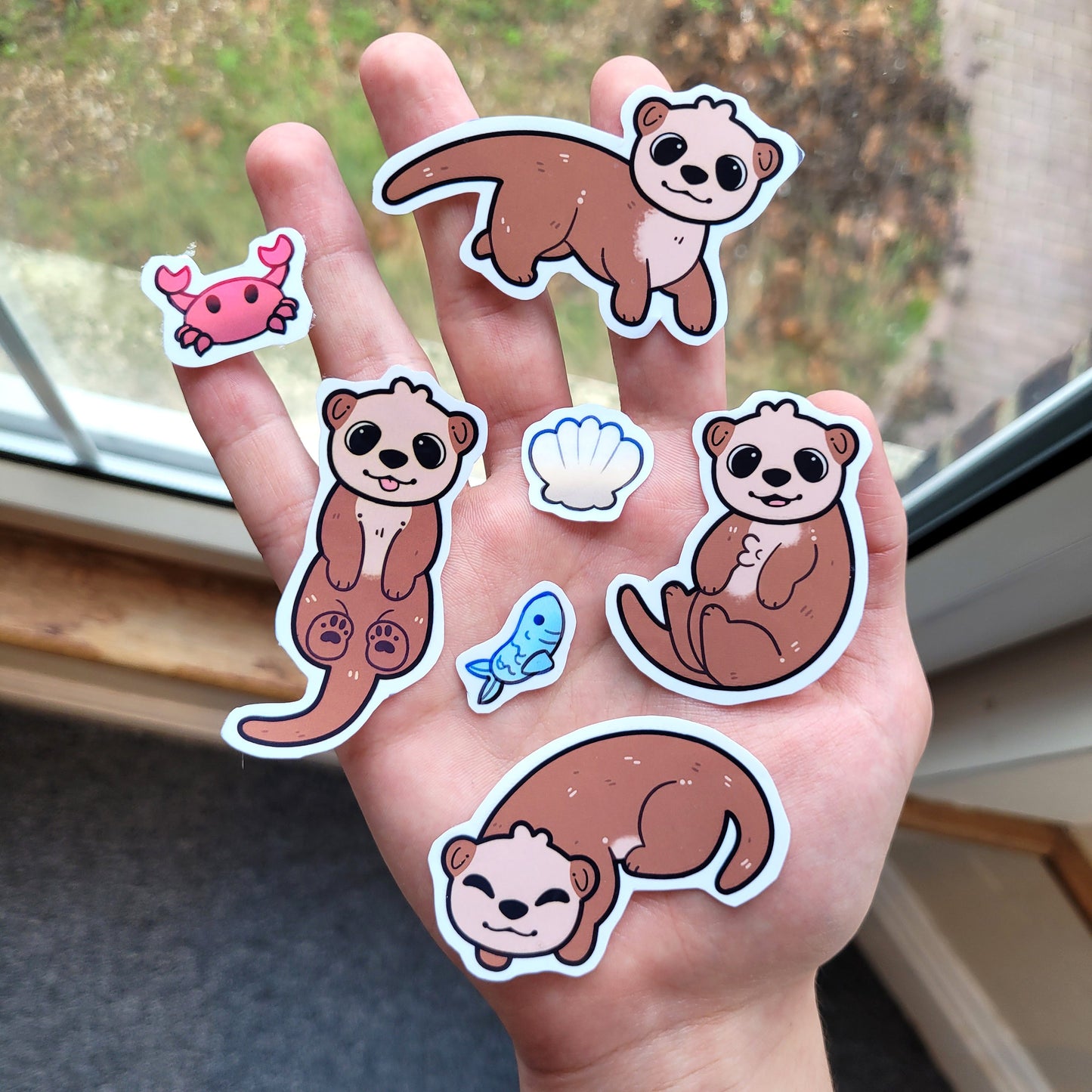 Cute Otter Stickers! 7pcs / Waterproof / Adorable Aesthetic Vinyl stickers for Scrapbooking, Bullet Journal, Diary