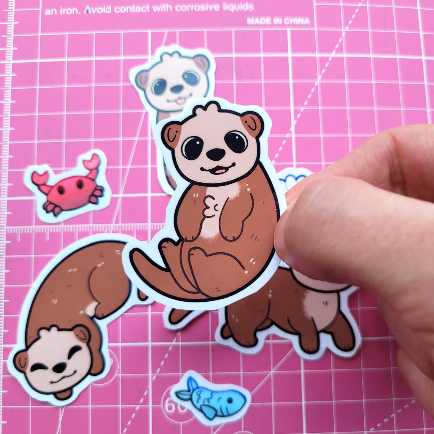 Cute Otter Stickers! 7pcs / Waterproof / Adorable Aesthetic Vinyl stickers for Scrapbooking, Bullet Journal, Diary