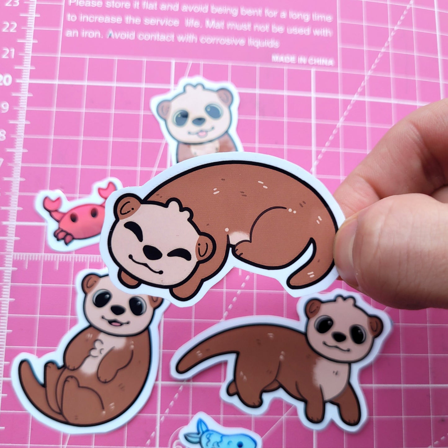 Cute Otter Stickers! 7pcs / Waterproof / Adorable Aesthetic Vinyl stickers for Scrapbooking, Bullet Journal, Diary