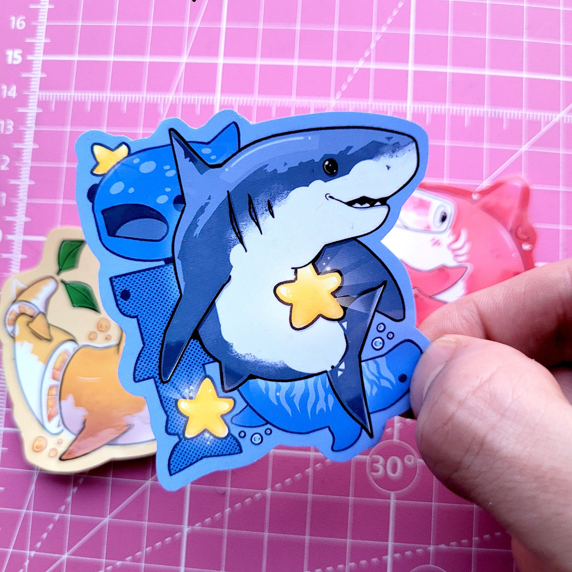 Ocean Sharks With Stars Sticker ! / Waterproof / Cute Vinyl Sticker for Scrapbooking, Bullet Journal, Diary