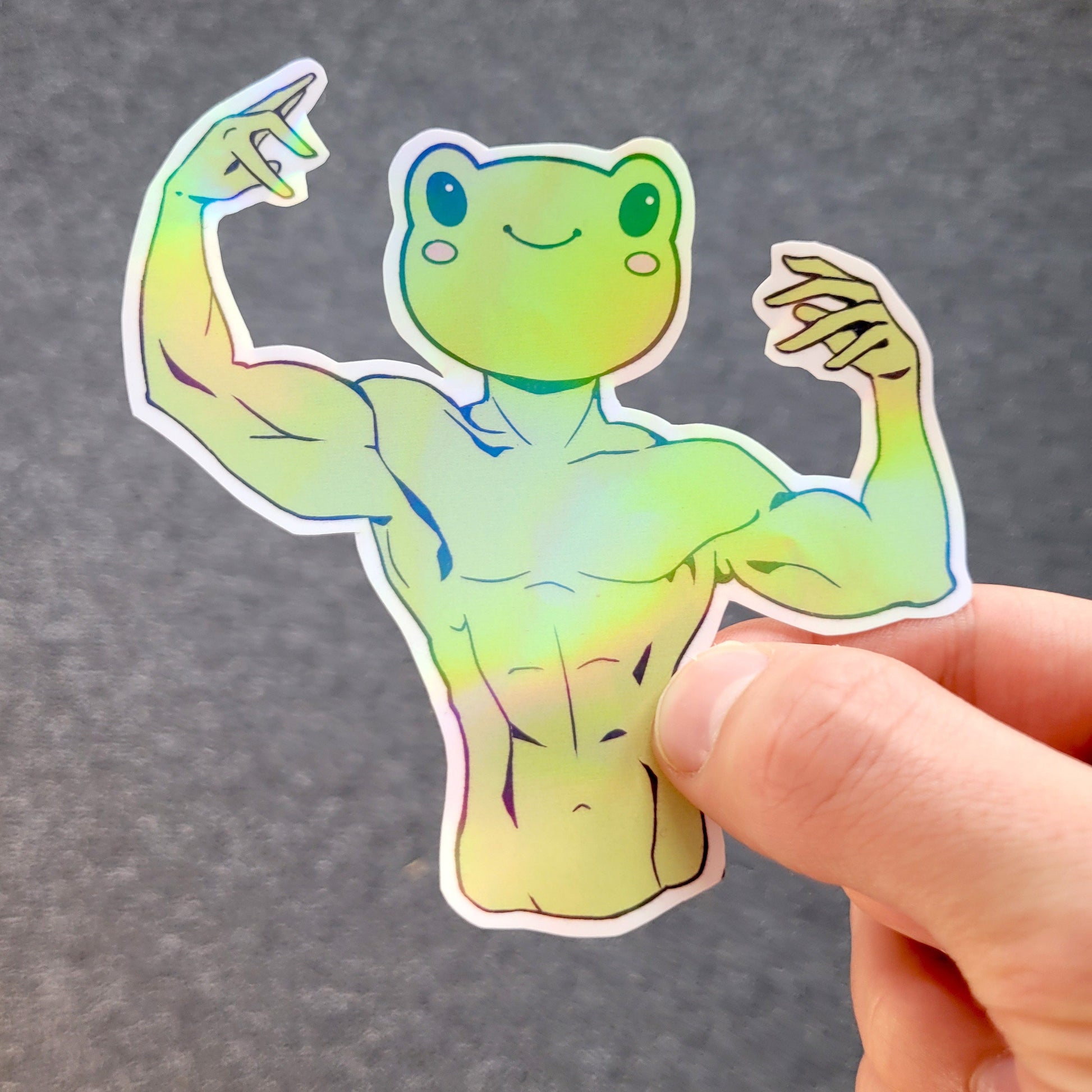 Holographic Muscle Sticker Bundle! 4pcs / Waterproof / Adorable Funny Meme Cursed stickers for Scrapbooking, Bullet Journal, Diary