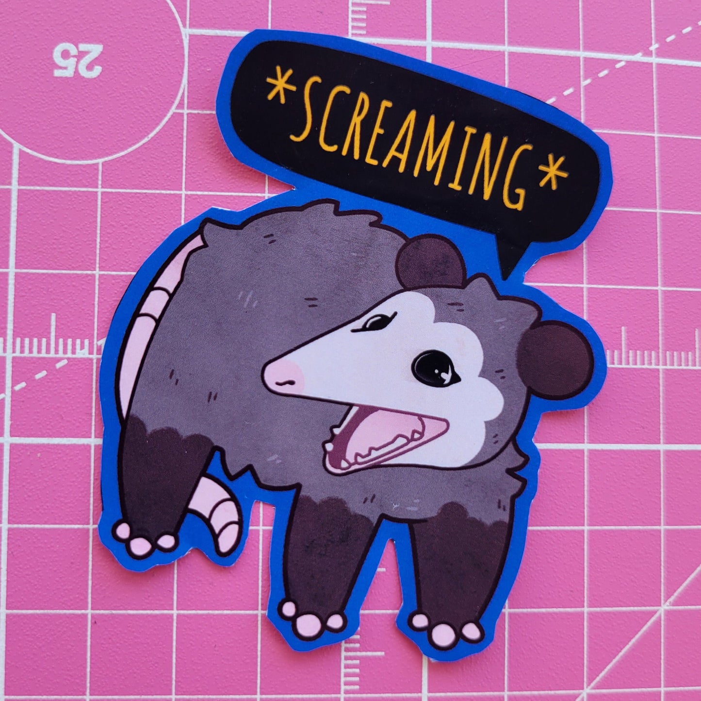 Double-sided Screaming Opossum Acrylic Charm! Possum Marsupial Keycharm, Keychain Gift for Possum lovers