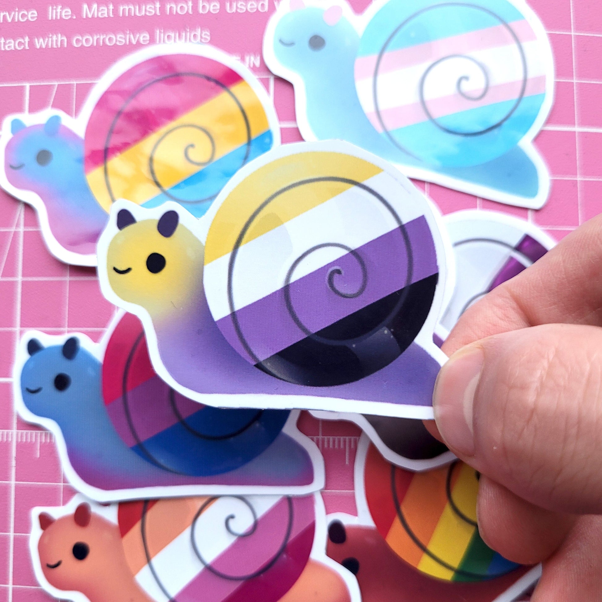 Pride Snails Stickers / Waterproof / Cute Aesthetic Vinyl stickers for Scrapbooking, Bullet Journal, Diary