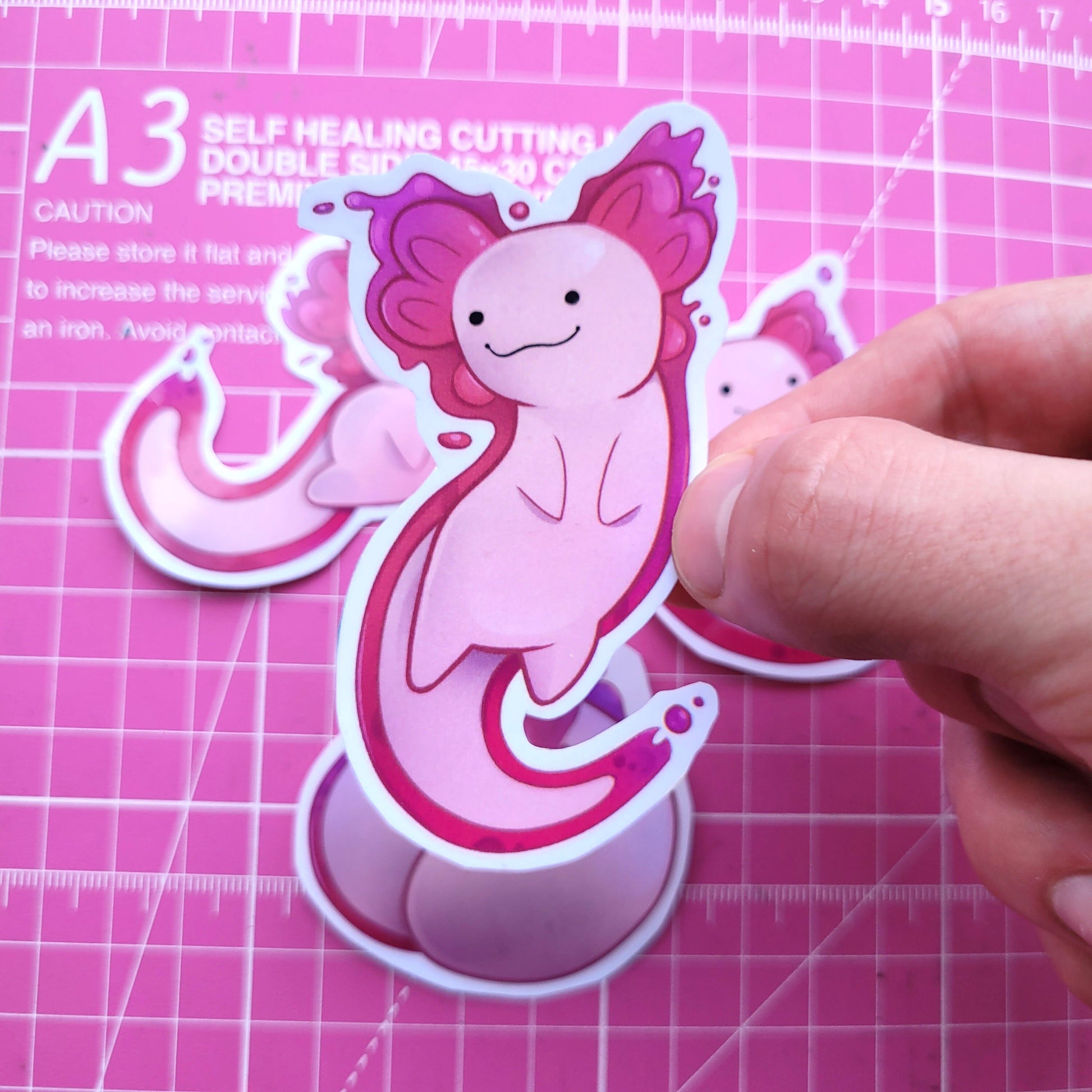 Adorable Axolotl Stickers! 4pcs / Waterproof / Adorable Aesthetic Vinyl stickers for Scrapbooking, Bullet Journal, Diary