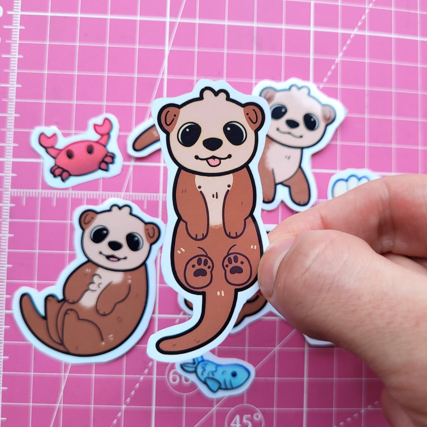 Cute Otter Stickers! 7pcs / Waterproof / Adorable Aesthetic Vinyl stickers for Scrapbooking, Bullet Journal, Diary