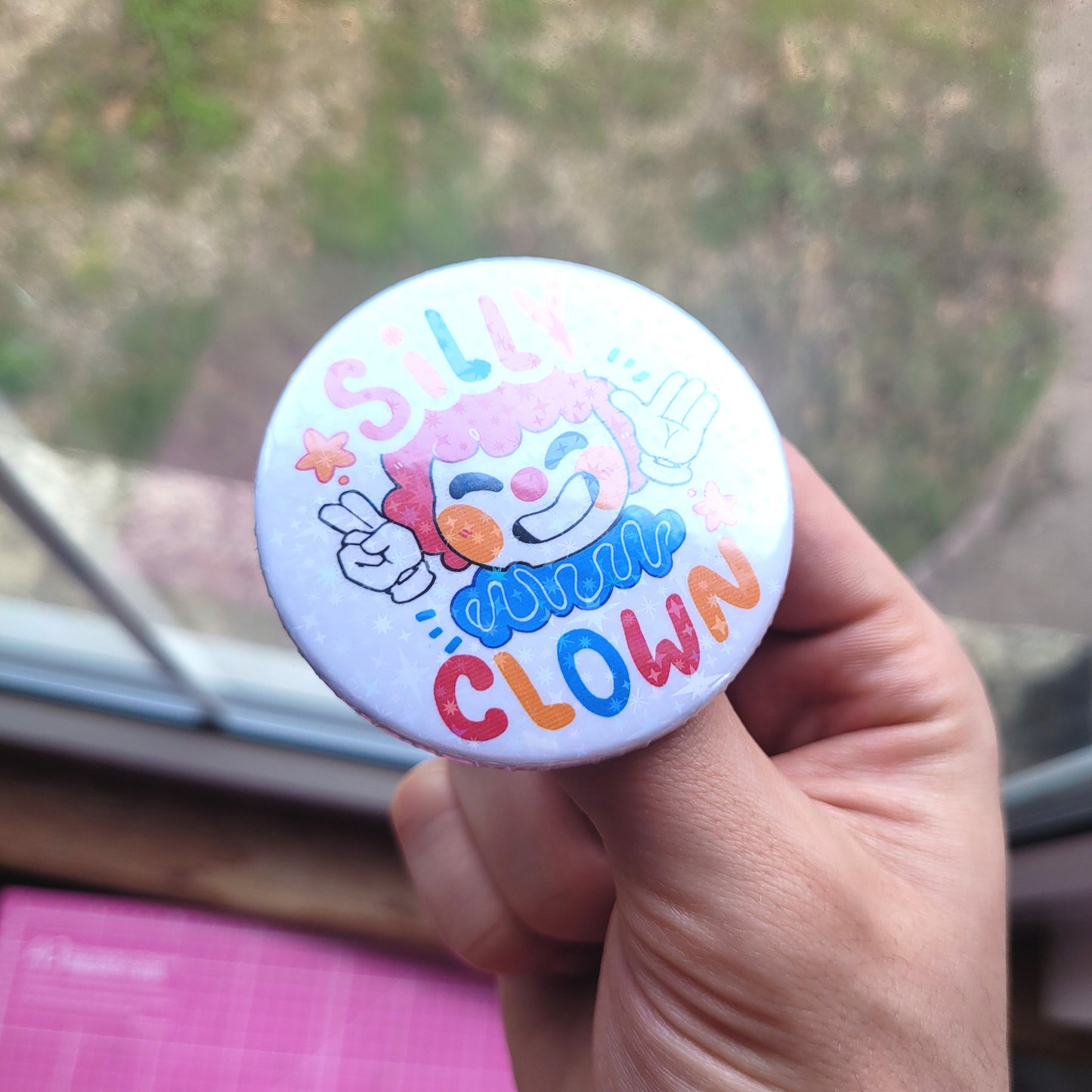 Cute Clown Badges! / Holographic Clowncore Button Pin for Backpacks, Lanyards, Jackets