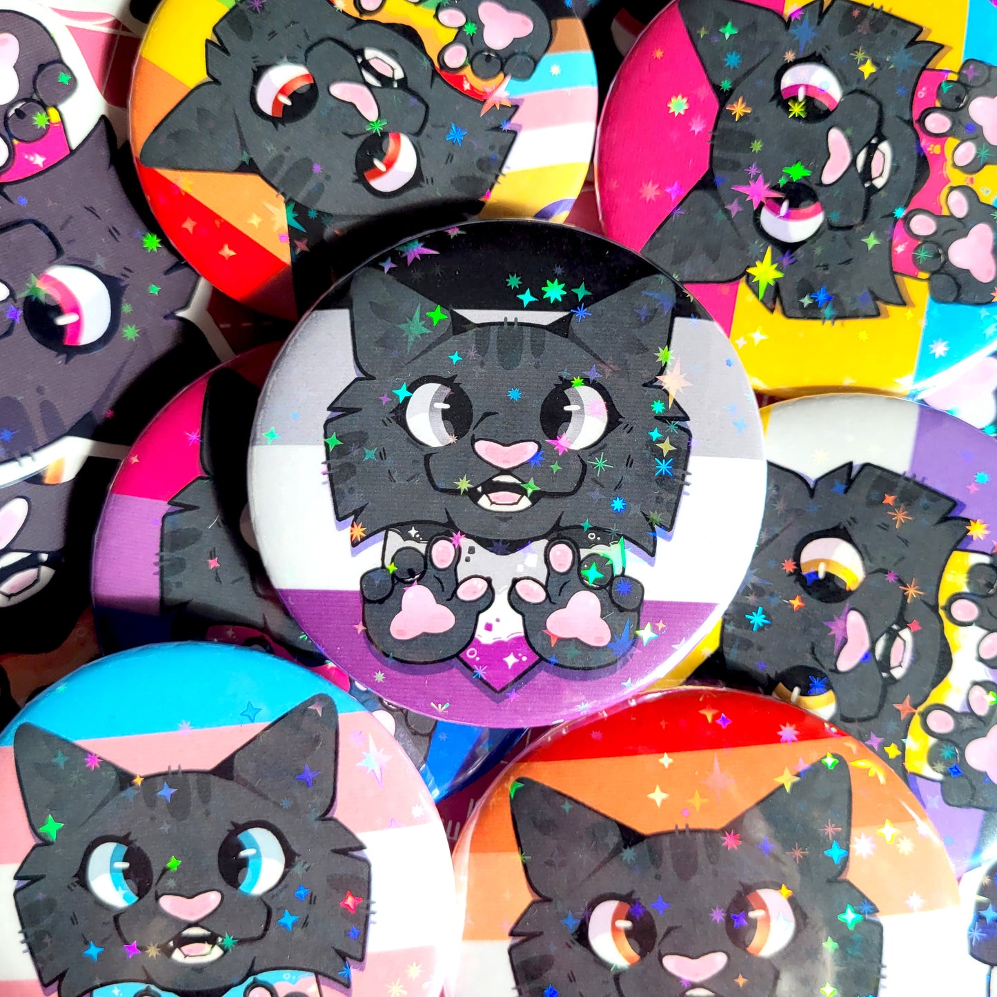 Furry Pride Holo Badge! / LGBTQ Flag Button Pin for Backpacks, Lanyards, Jackets