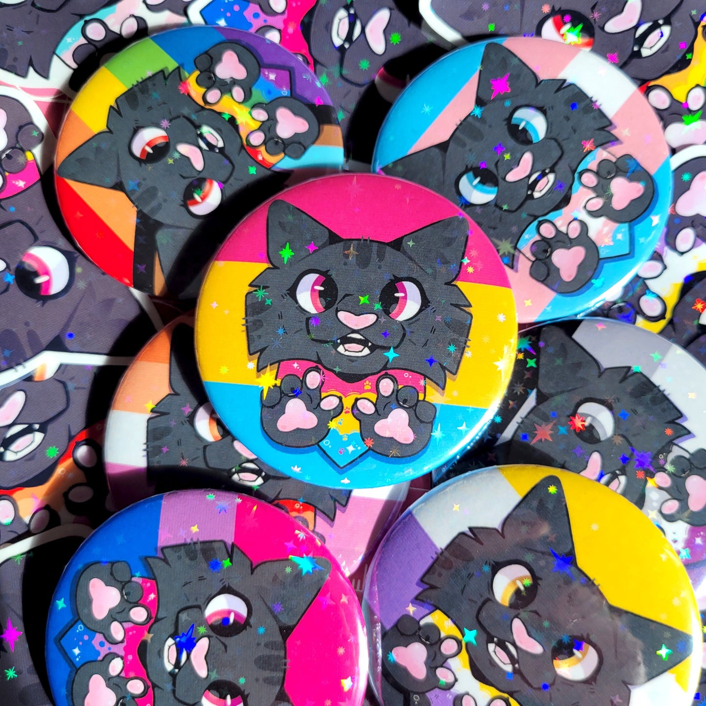 Furry Pride Holo Badge! / LGBTQ Flag Button Pin for Backpacks, Lanyards, Jackets