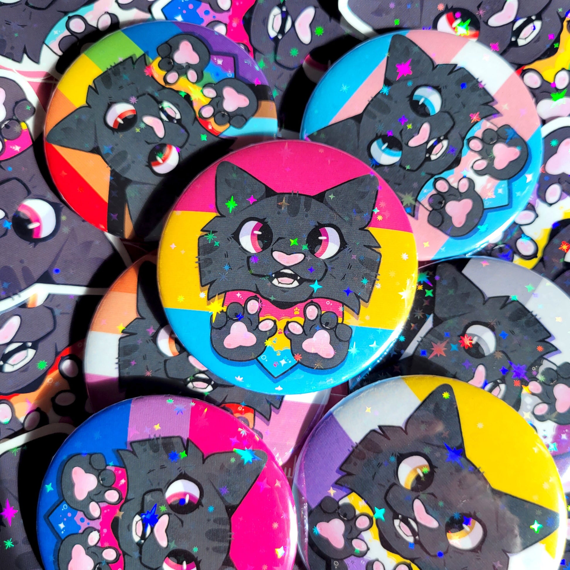 Furry Pride Holo Badge! / LGBTQ Flag Button Pin for Backpacks, Lanyards, Jackets