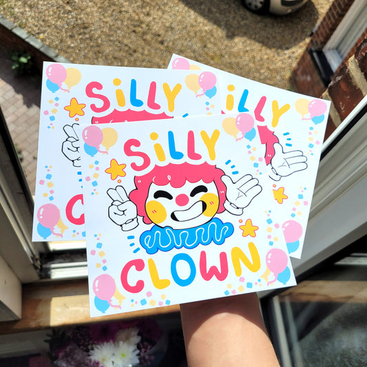 Silly Clown 5x5 Mini Print! / Cute Clowncore Print for Clown lovers