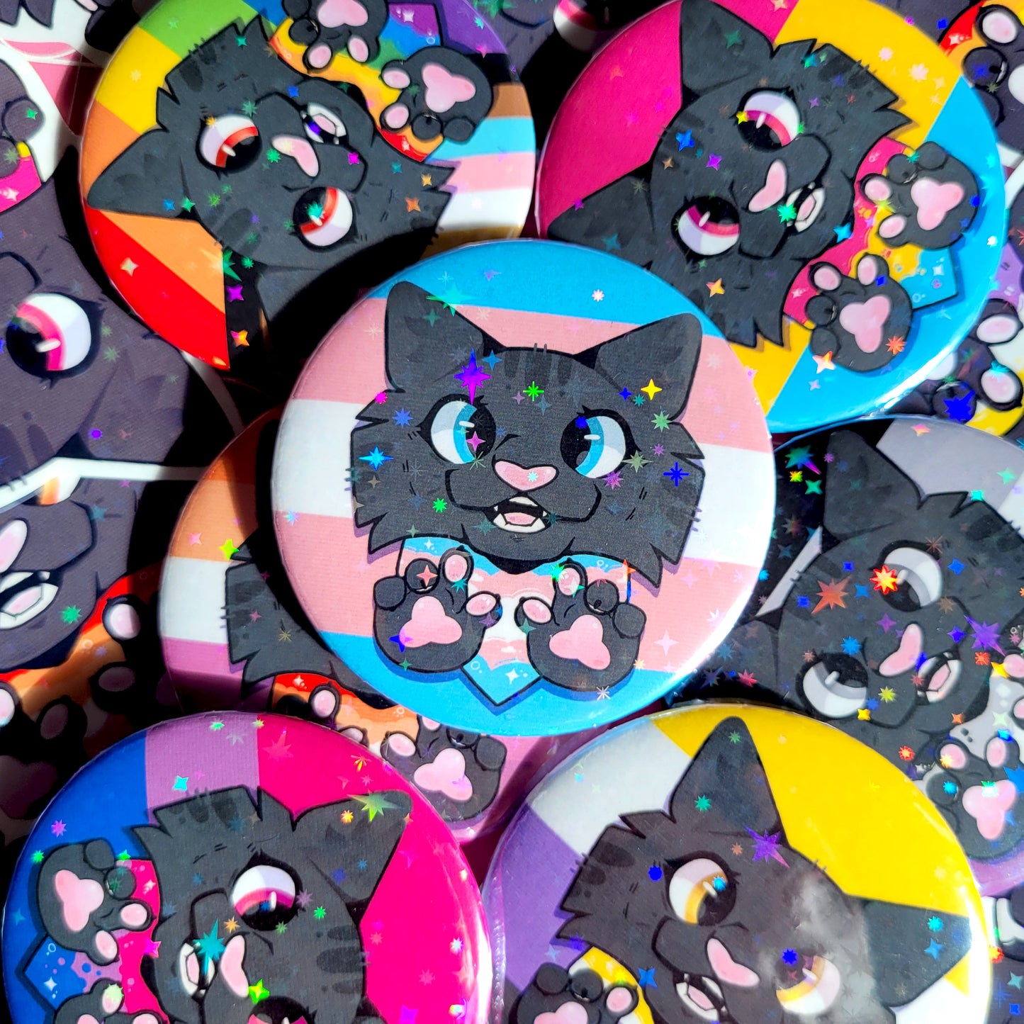 Furry Pride Holo Badge! / LGBTQ Flag Button Pin for Backpacks, Lanyards, Jackets