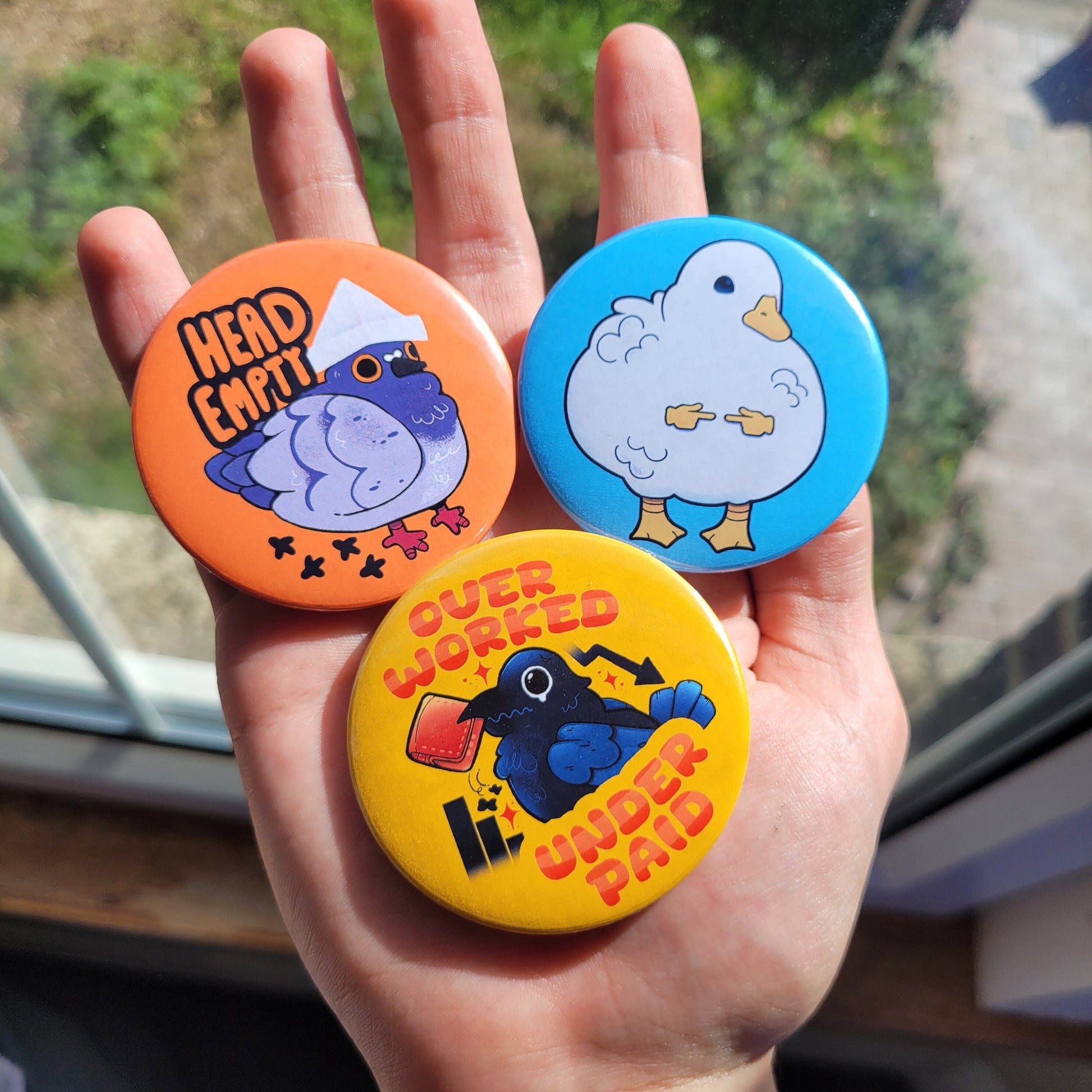 Shy Duck Badge! / Holo UwU Button Pin for Backpacks, Lanyards, Jackets