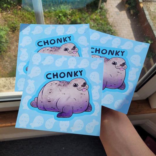 Chonky Seal 5x5 Mini Print! / Chubby Seal Print for Seal Lovers