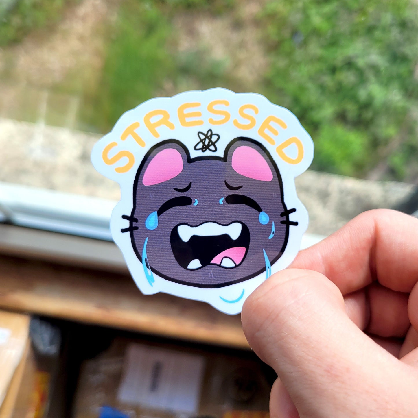 Stress and Overworked Sticker! / Waterproof / Studying Axolotl Vinyl Sticker for Scrapbooking, Bullet Journal, Diary