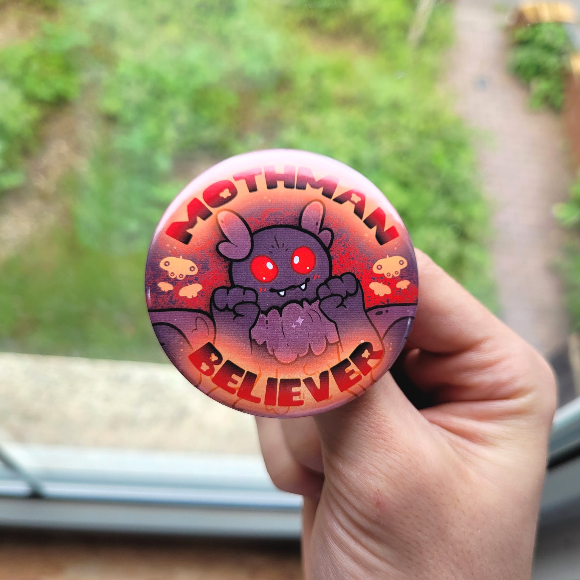 Mothman Cryptid Badge! / Cryptozoology Button Pin for Backpacks, Lanyards, Jackets