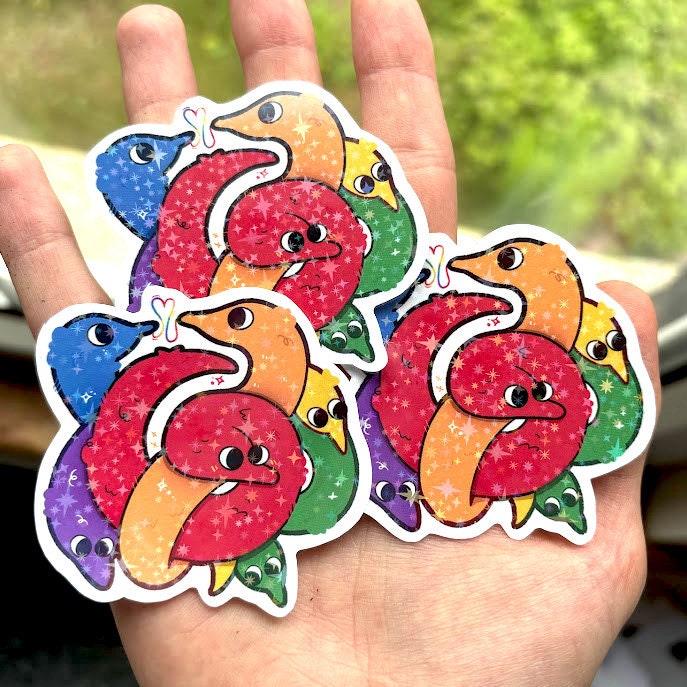 Worm On A String LGBTQ+ Sticker! / Waterproof / Silly Worm Meme Sticker for Scrapbooking, Bullet Journal, Diary