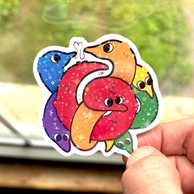 Worm On A String LGBTQ+ Sticker! / Waterproof / Silly Worm Meme Sticker for Scrapbooking, Bullet Journal, Diary