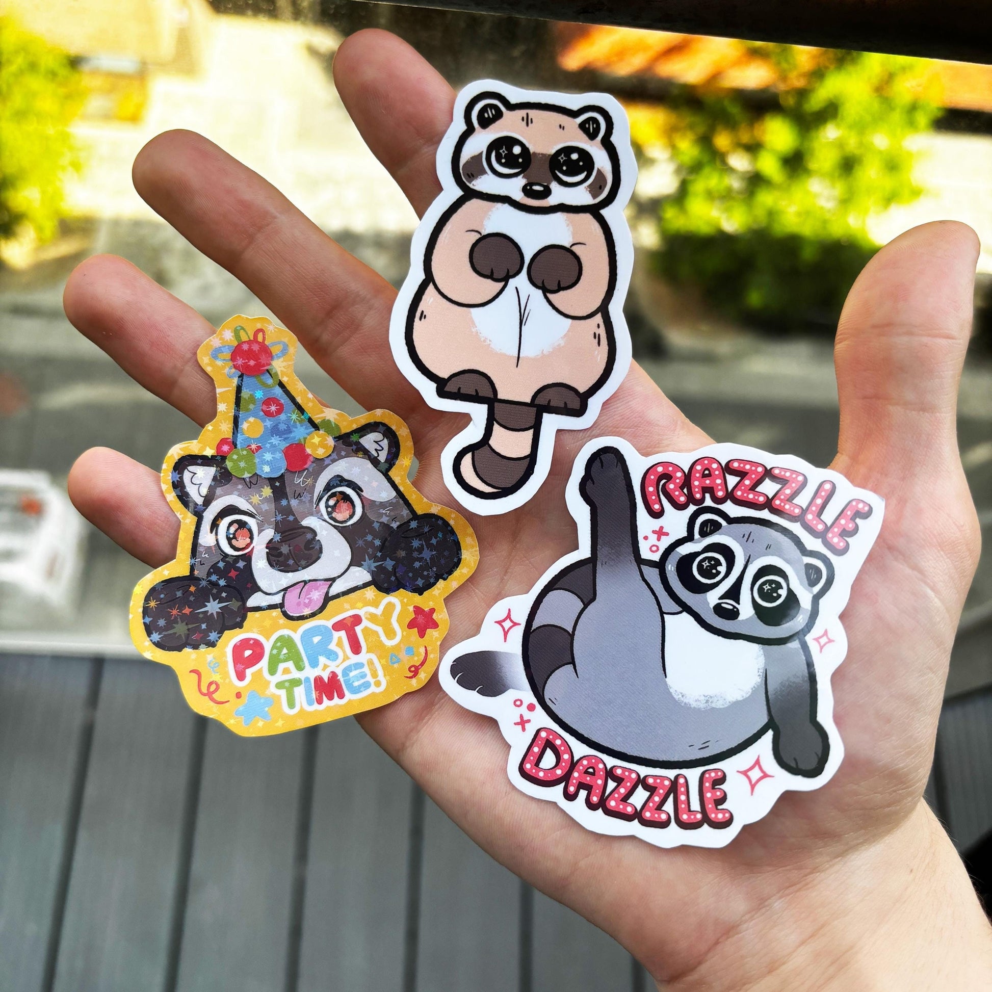 Trash Raccoon Stickers! / Waterproof / Funny Holographic Stickers for Scrapbooking, Bullet Journal, Diary