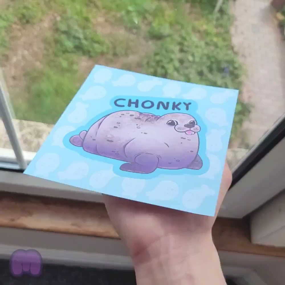 Chonky Seal 5x5 Mini Print! / Chubby Seal Print for Seal Lovers